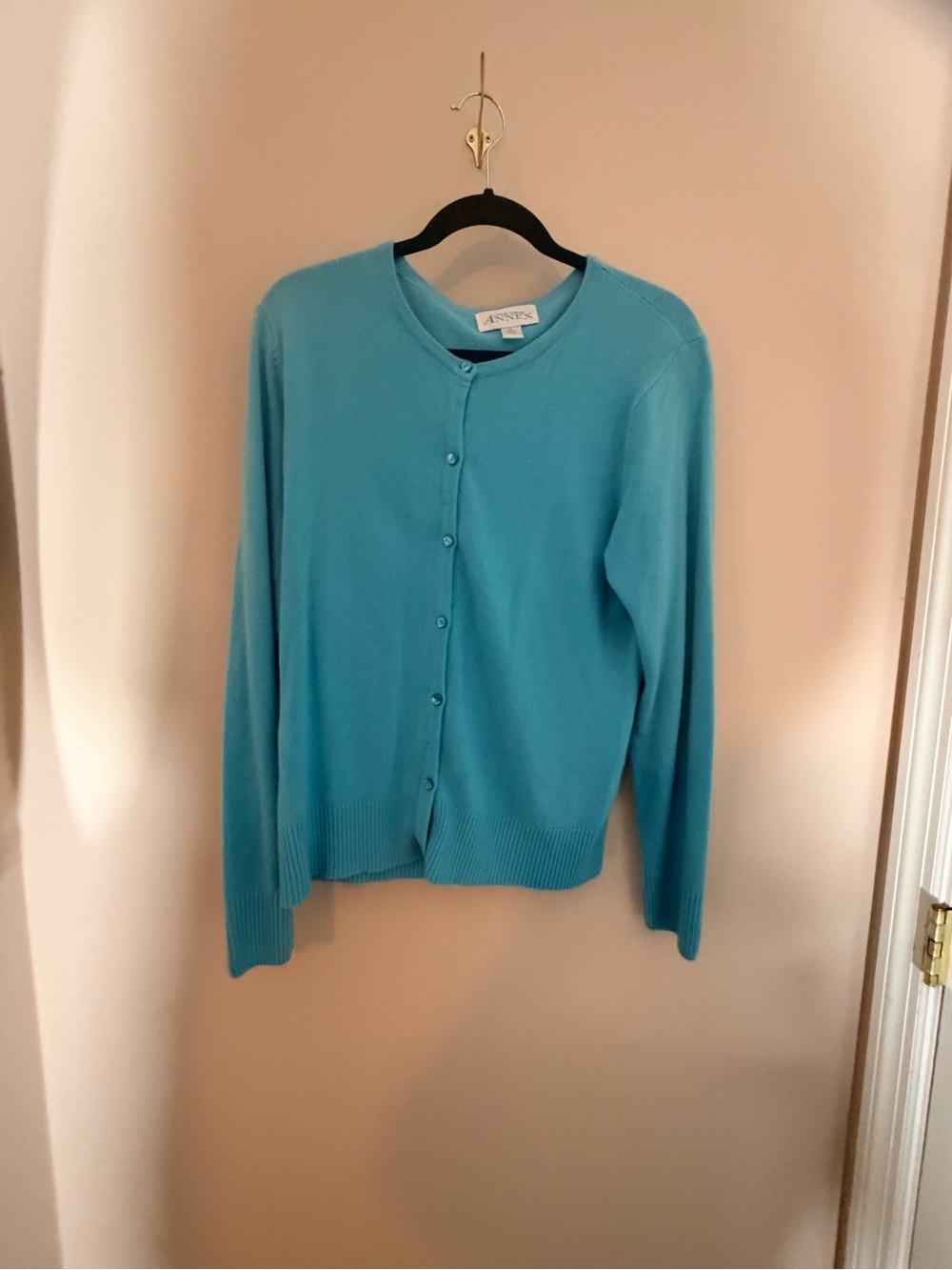 Casual Corner Turquoise Crewneck Button Cardigan